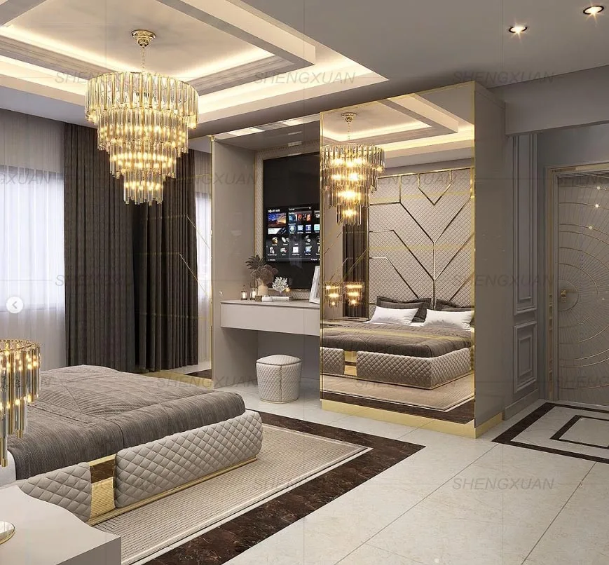 Luxury Bedroom Furniture Modern Headboards Luxury King Size Bed Adhesive Fabric Background Wall Panels for Double Full Hotel Bed