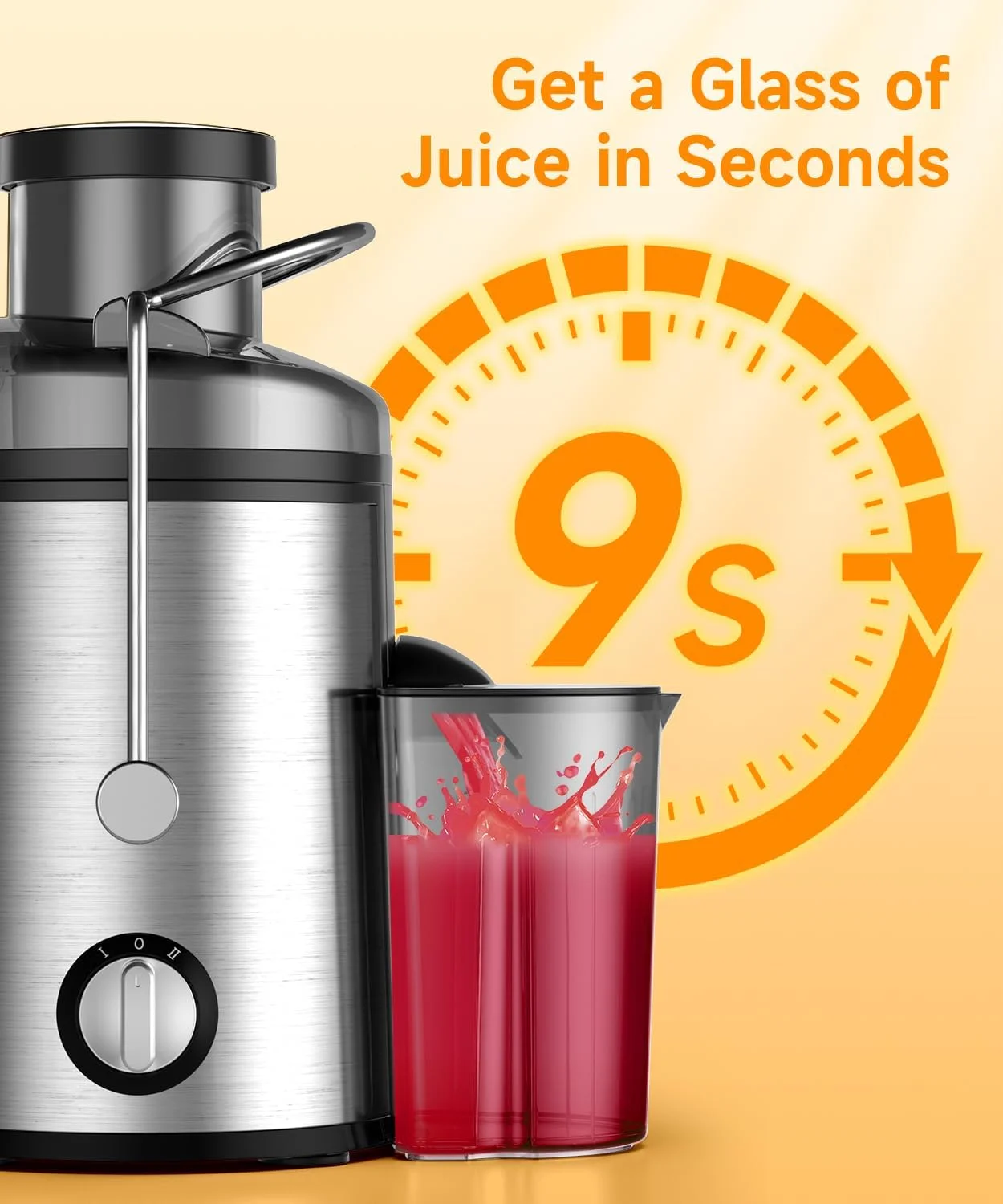 Wide Chute for Whole Fruits High Yield Juice Extractor Compact Centrifugal Juicer Anti-drip Juicer Machine