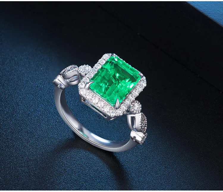 Vintage 3ct Solid White Gold Ring 9K 14K 18K Emerald Cut Rings Lab Grown Emerald Unisex Ring Jewelry Christmas Gift Idea