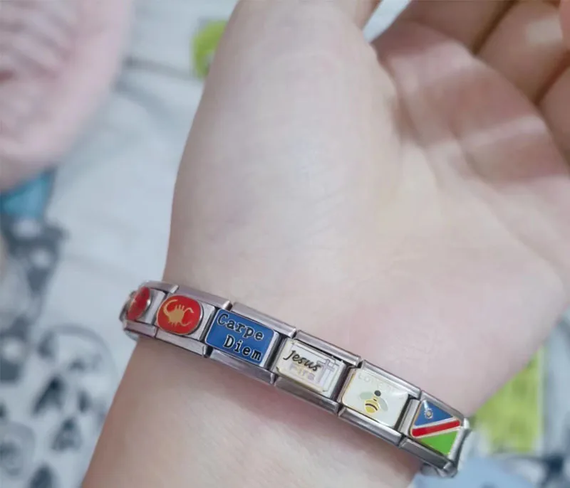 Personalized Waterproof Jewelry 2023 DIY Shiny Classic Stainless Steel Italian Charm Bracelet for Men Women