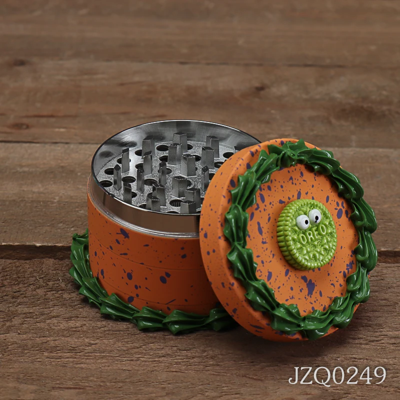 Mix Colors Painted Cake Grinder Cute Zinc Alloy smoking accessory Tobacco herb grinders with display box