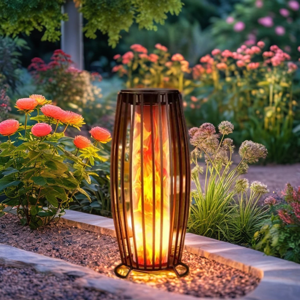metal floor lamp Decoration Lantern Flickering solar flame decorative lantern