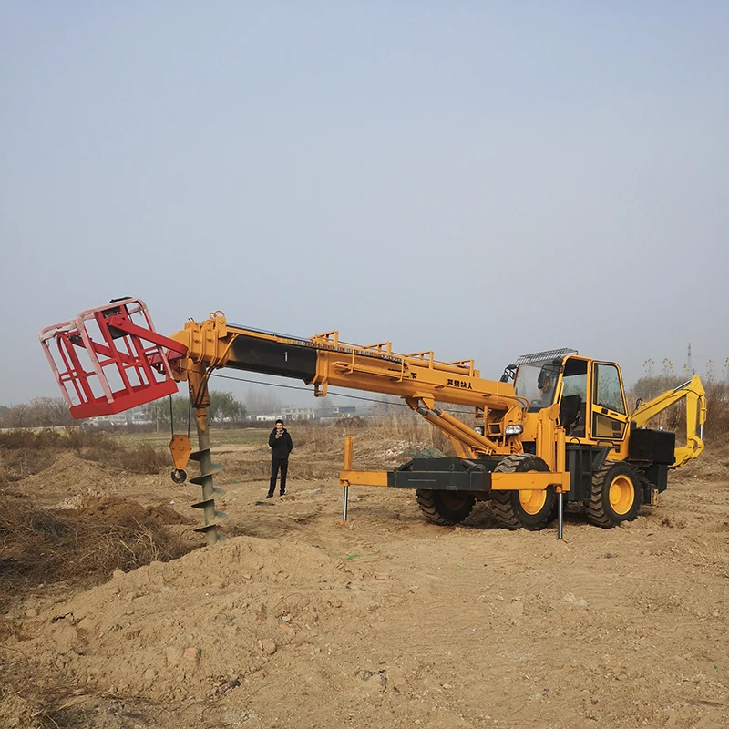 8T truck mounted crane hydraulic drilling rig truck Boom manganese steel
