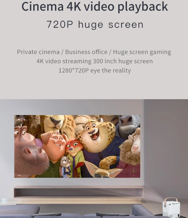 Projector 4k Android Smart Bluetooth Wi-Fi Smart Projector 4K Android Smart Projector With Speaker for Home Theater