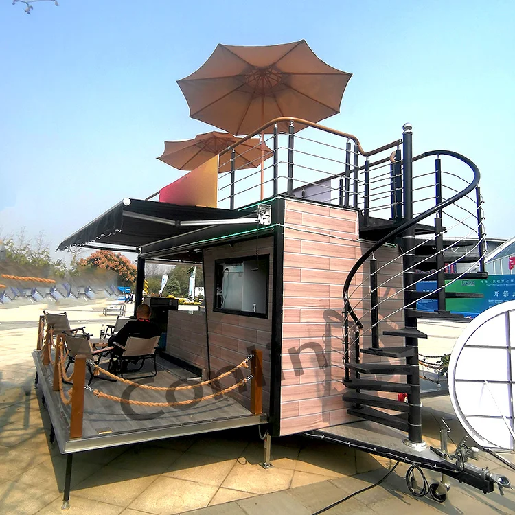 Mobile Bar With Deck Food Truck With Bar Station Folding Food Truck Double Deck For Sale