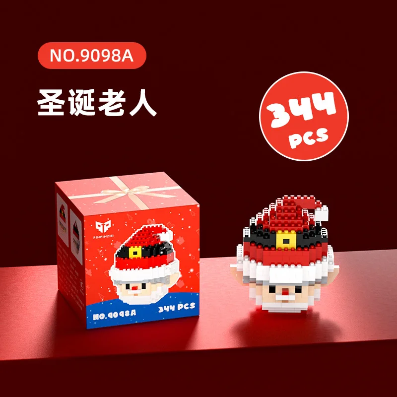 Christmas Series Micro Particle Building Blocks Cartoon Santa Claus Gift Christmas Eve Building Blocks