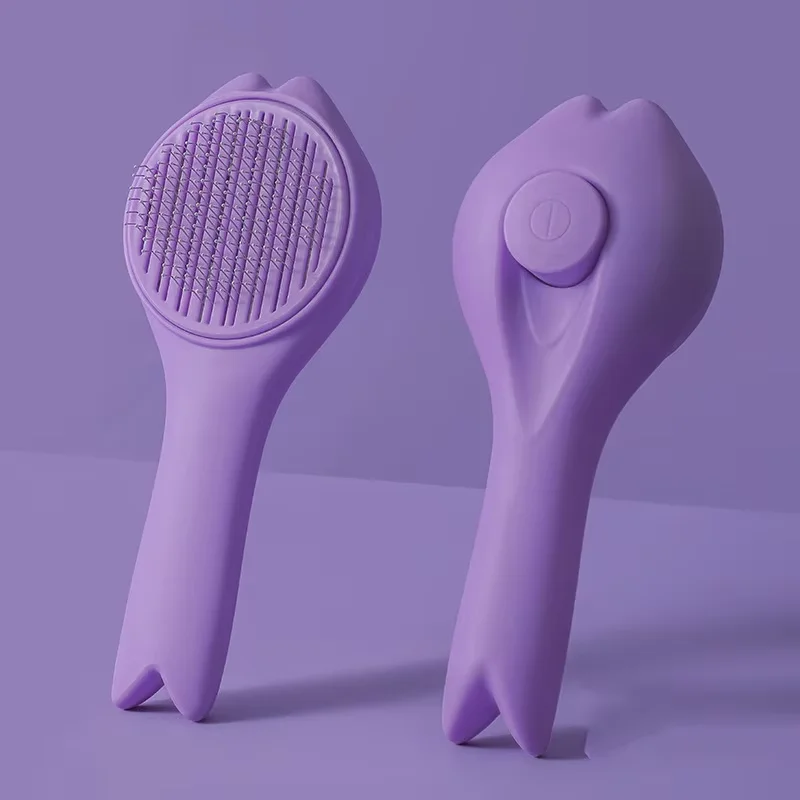 Hight Quality Pet Grooming Tool Self Cleaning Stainless One-key Hair Removing Pet Dog Comb