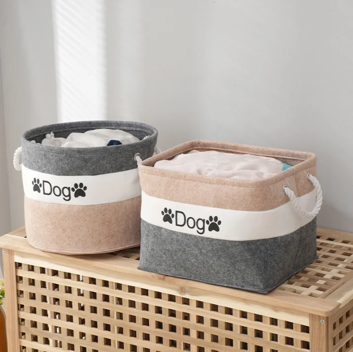 Eco-Friendly Dog Round Felt Storage Bins Basket