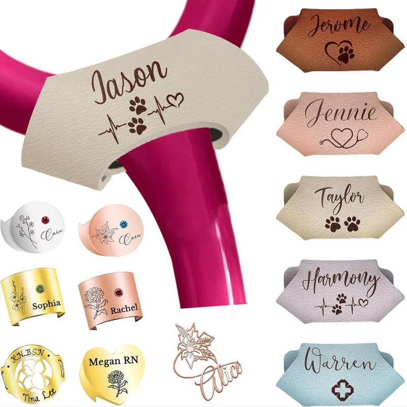 Personalized Leather Nurse Stethoscope ID Tag Stethoscope Charm Stethoscope Name Tag Creative Gifts