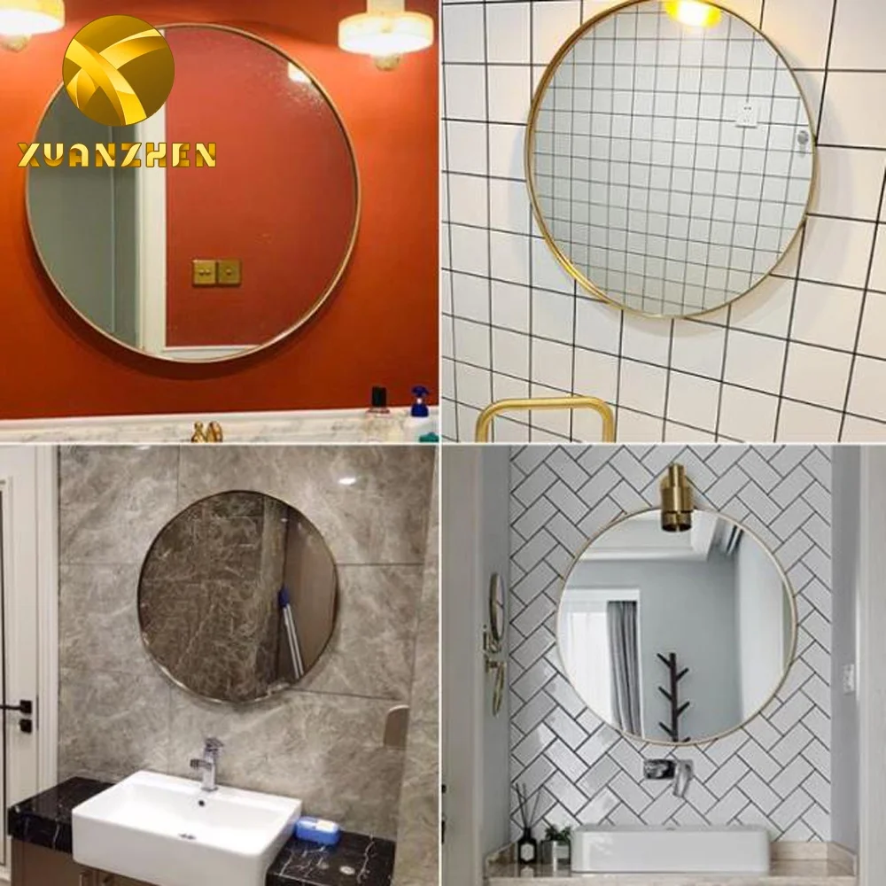 Home furniture modern gold metal bath mirrors decor wall mirror stainless steel luxury round mirrors for sale