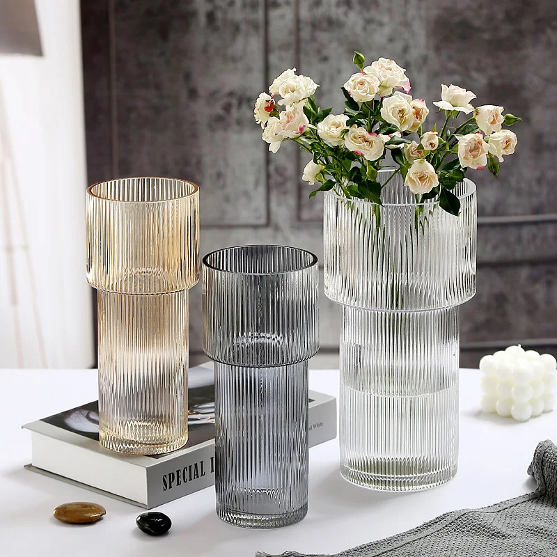Irised Clear Glass Flower Vases For Centerpieces