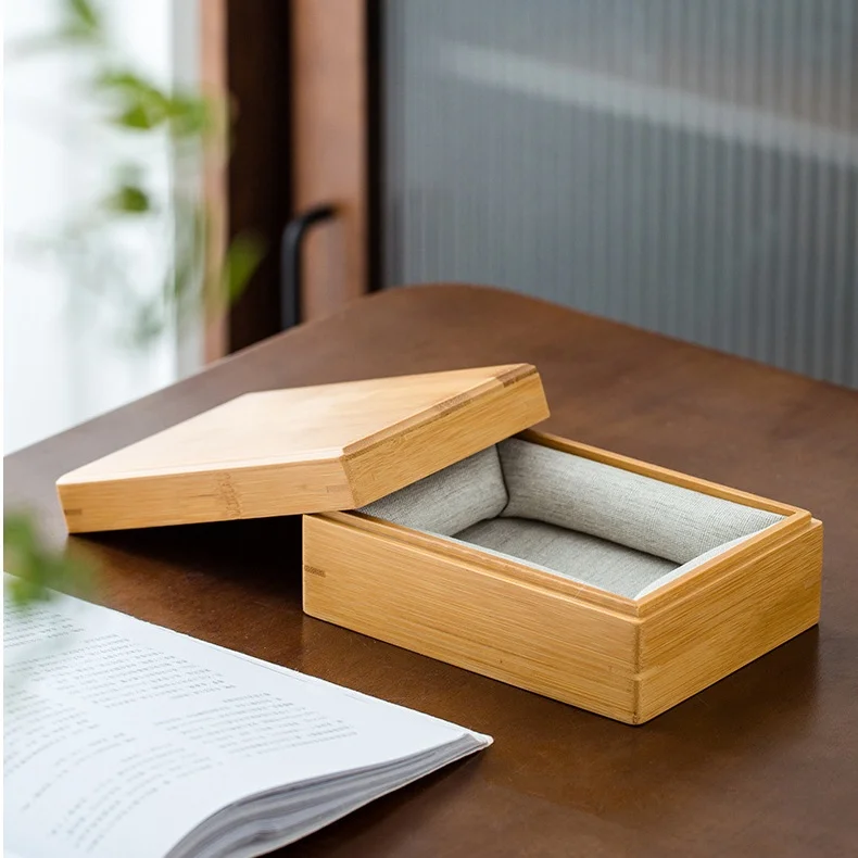 Desktop retro solid wood simple storage box Bedroom earrings necklace jewelry organizer box