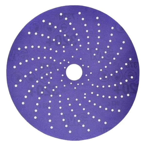 Hot sale 150mm Purple Cyclone Sandpaper 3M6 inch 50 Sheets Porous Dry Grinding round Flocking for Car Polishing and Putty Paint