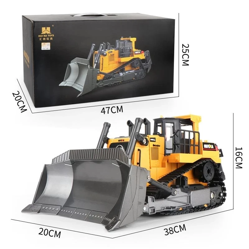 Huina 1569 1/16 8CH RC Alloy Heavy Bulldozer Remote Control Truck Hobby Engineering Vehicle RC Car Toys For Children Boys