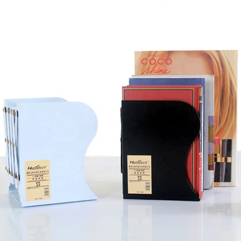 Office Stationery Metal Book Stand Telescopic Bookends Stretch Adjustable Bookshelf