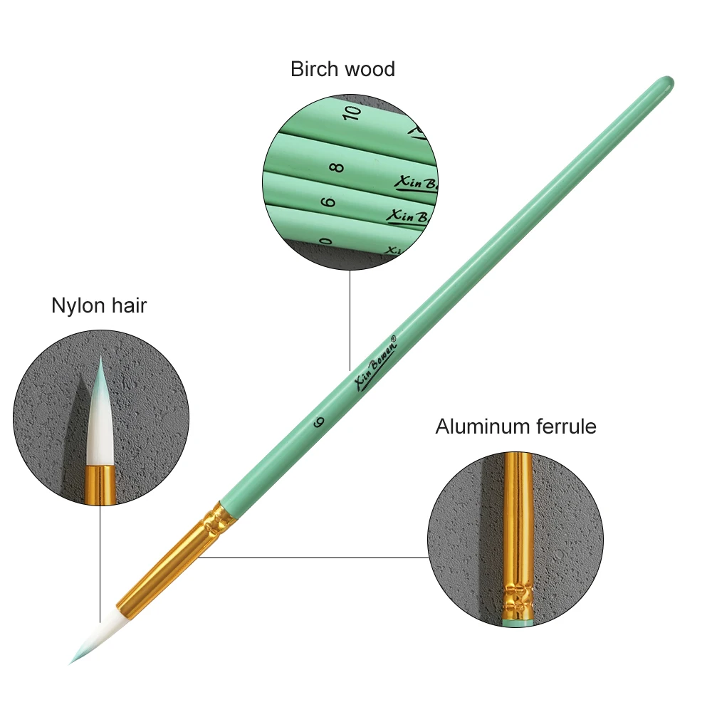 Xin Bowen 4 Pieces Macaron Handle Intermediate Paintbrushes Set Acrylic Watercolor and Oil Artist Painting Gouache Art Brush