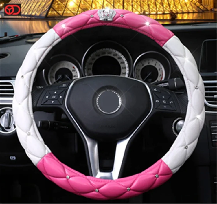 car accessories 2022 Fashion Crystal Rhinestones Universal Glitter Bling Steering Wheel Cover for Accesorios Para Auto