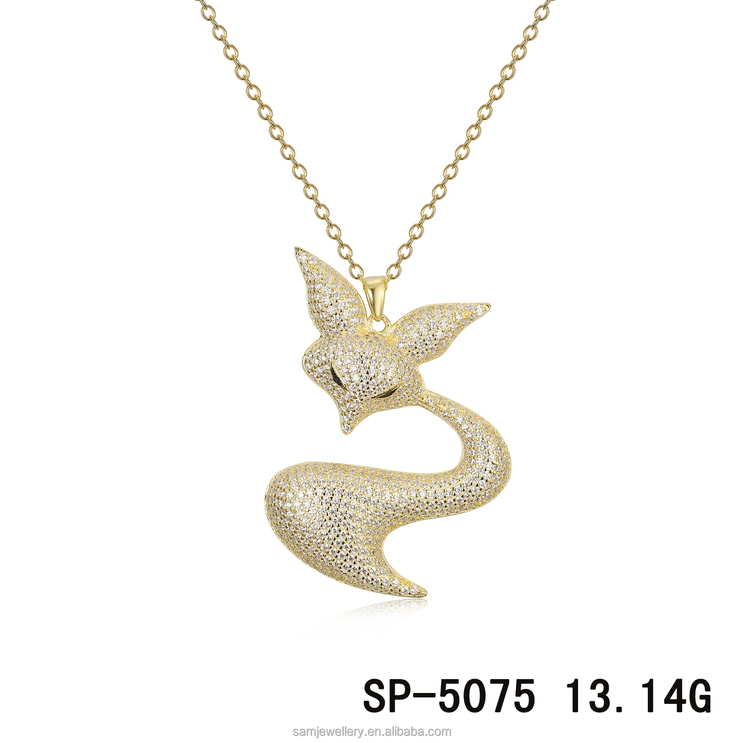 Fox Jewelry Set 18K Gold Plated Fox Necklace Pendant Pave Zircon Animal Pendant Kids Jewelry Necklace