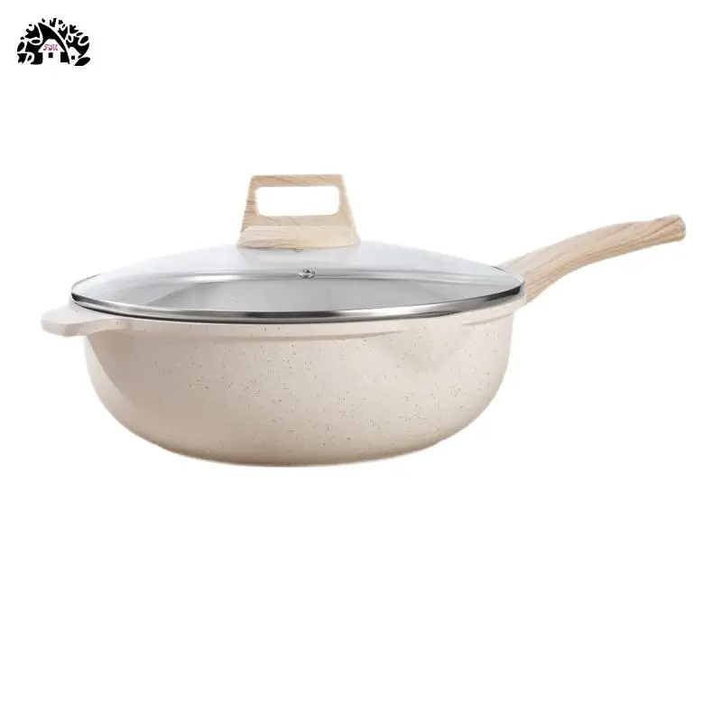 Wholesale factiory  28cm cm Stone Cookware Die cast Cookware Skillet Pan Wok  Non-stick Induction Cooker Fire Aluminum Wok