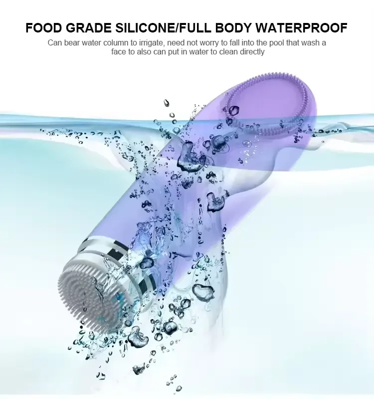 Hot Selling Waterproof 4 in 1 Facial Cleansing Massager Brush Scrubber Roller Silicone Vacuum Washing Skin Care Device Home Use