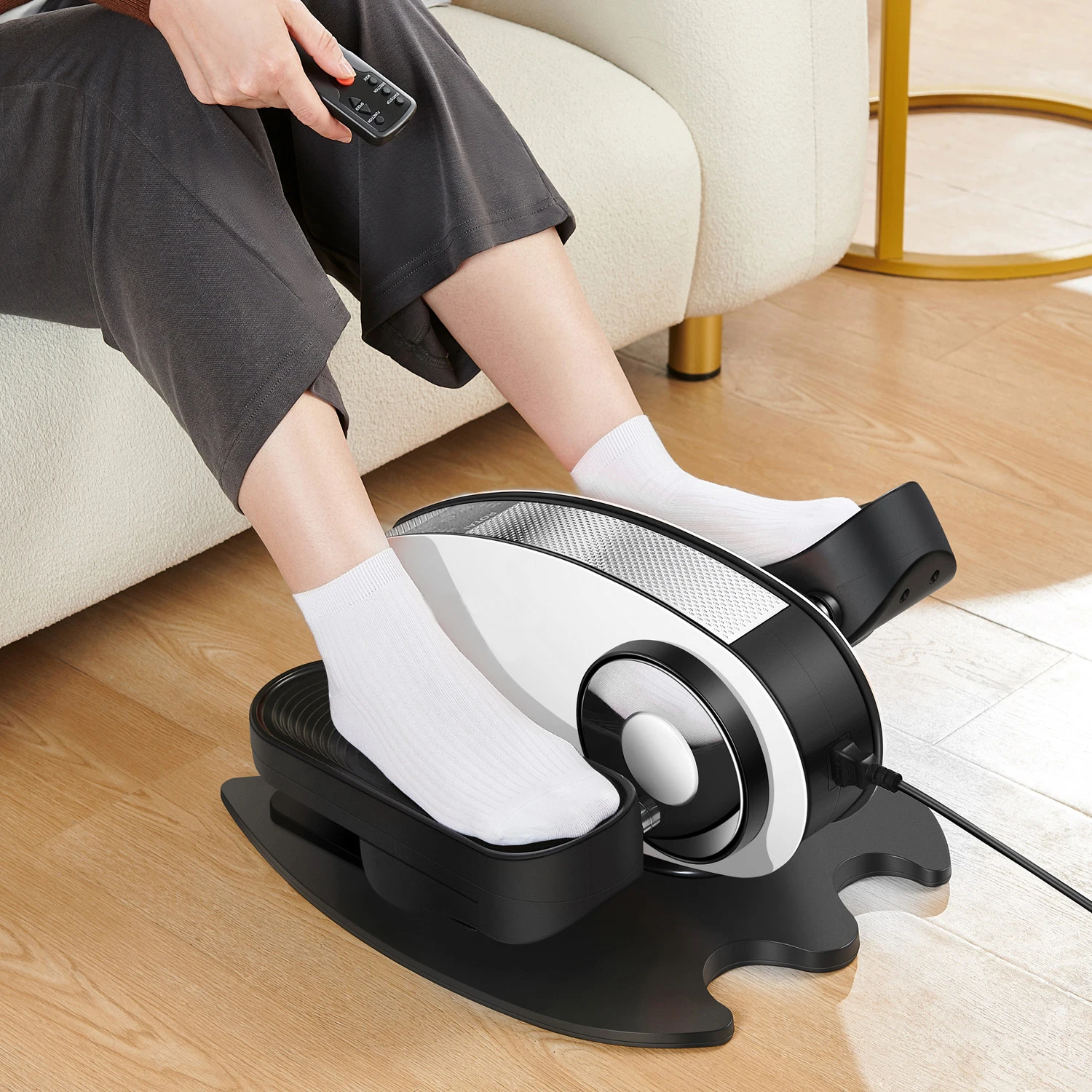 PAOBA Motorized mini elliptical trainer for elderly durable home trainer rehabilitation under desk bike ETB003