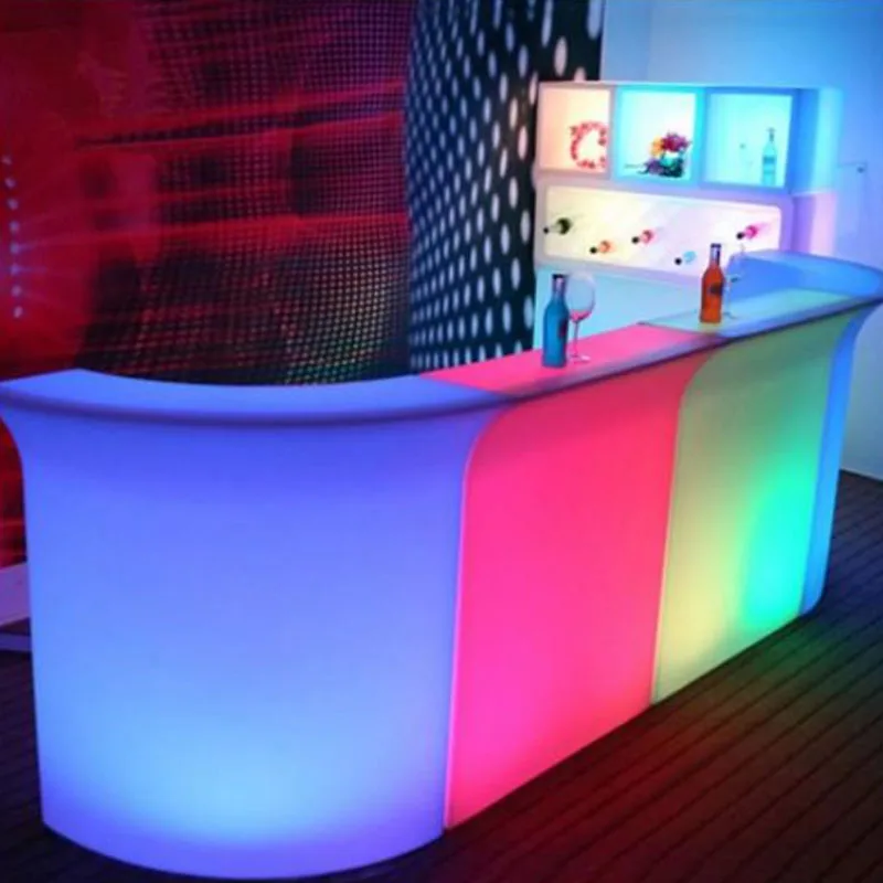 pe plastic glowing  led bar furniture portable mobile counter for events mostrador tienda restaurant bar led shelf