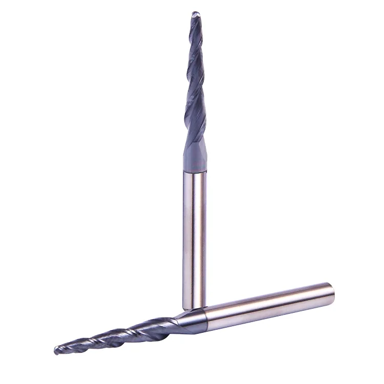 Cnc Taper End Mill Carbide Taper Ball Nose Milling Cutter 2 Flute For Wood