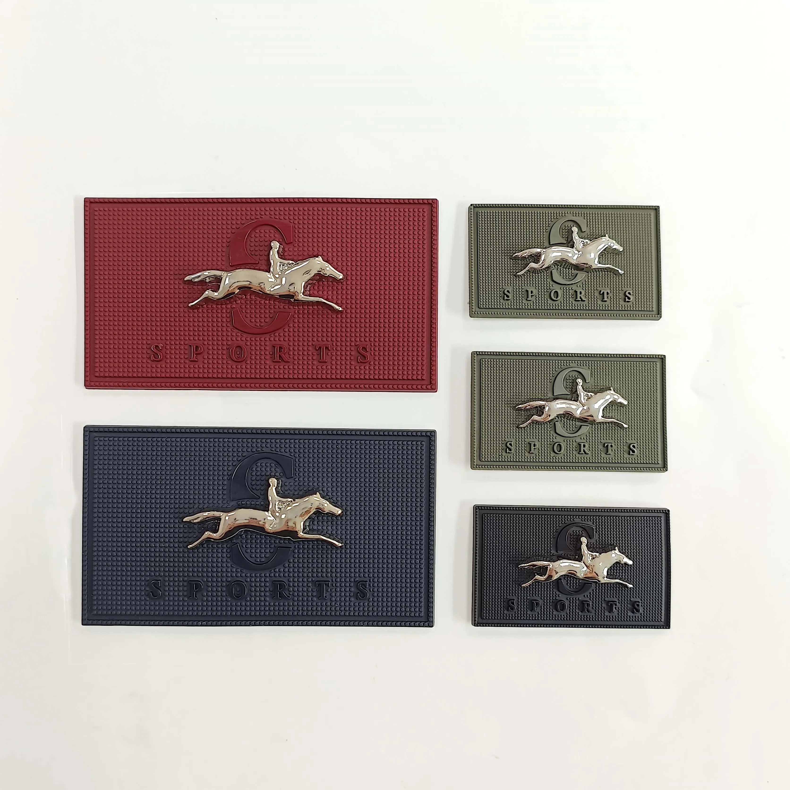 Factory wholesale custom high grade horse PVC silicone metal clothes tag