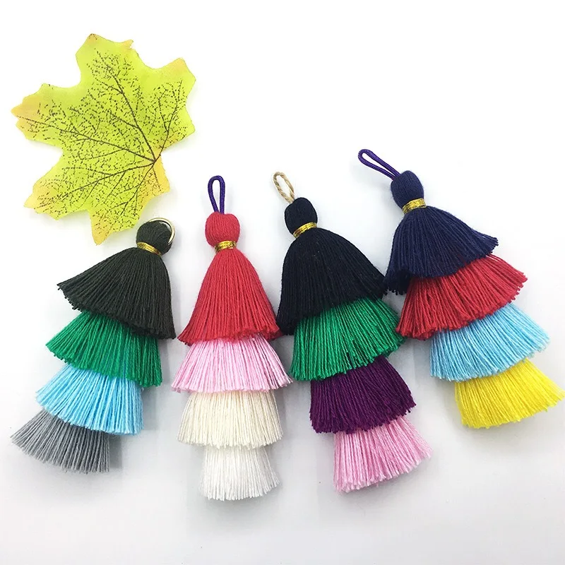 
Fashion charm color tassel multi-layer cotton tassel decoration diy keychain earrings ethnic style hanging custom tassel 