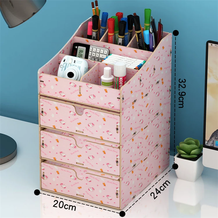 Tonsmile Modern Bink Small Office Table Desk Stationery Drawer Organizer