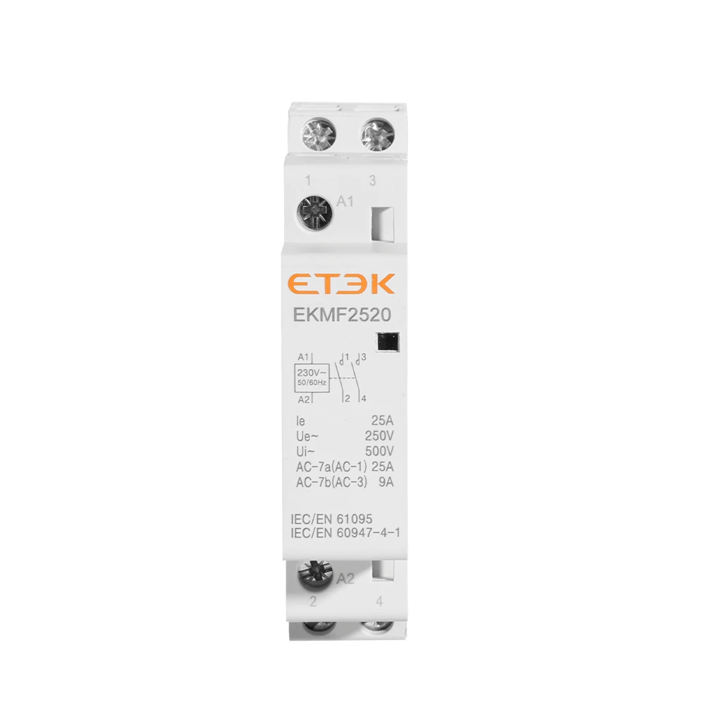 ETEK AC type mini modular contactor 220v 2 pole 2 NO magnetic 2p 1phase 25A  electric contactors