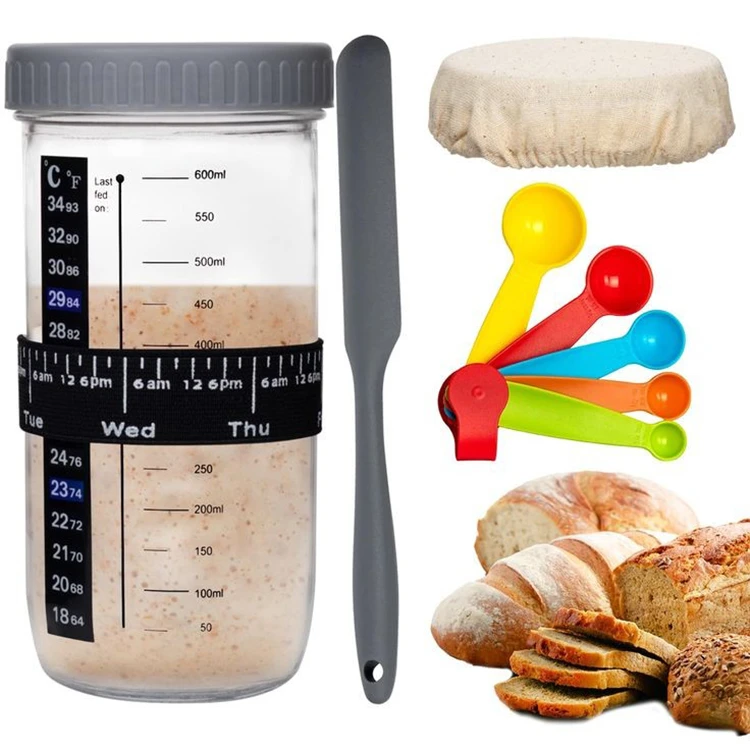 sourdough starter jar sourdough starter kit 35 oz sourdough jar wide mouth container kit for bread baking