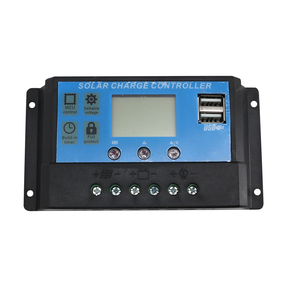 Dual USB Pwm solar charge controller 10a/20a/30a Intelligent system charging controller