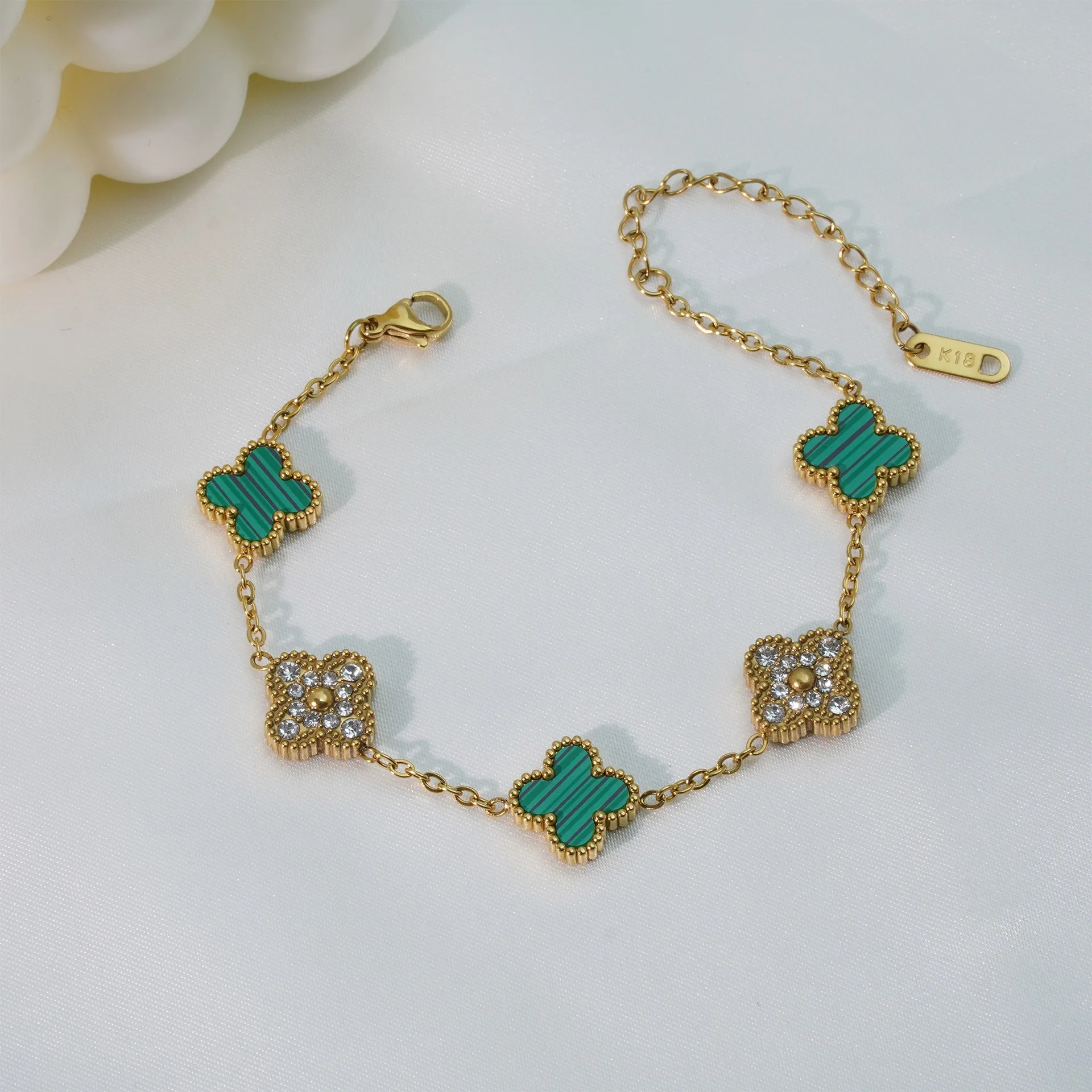 Stainless steel Light Luxury Classic Stainless Steel 4 Leaf Men Women Clover Bracelet 18k Gold Necklace