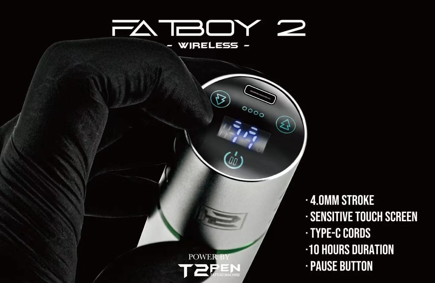 New Arrival 6 Colors Fatboy II Wireless Tattoo Pen Led Touch Screen Tattoo Machine