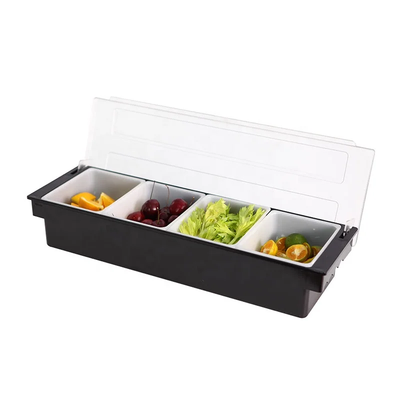 3/4/5/6 Compartment Cocktail Garnish Tray Serving Container  Condiment Center