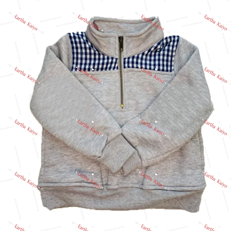 high quality cotton fleece winter quarter zip hoodies crew neck customize pullover sweatshirt kids sweatshirt