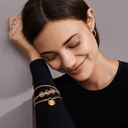 
Rose Gold Charm Bead Dangle Pendant Spacer Clip Charms Fit Pandora Bracelets Women DIY Silver Jewelry 