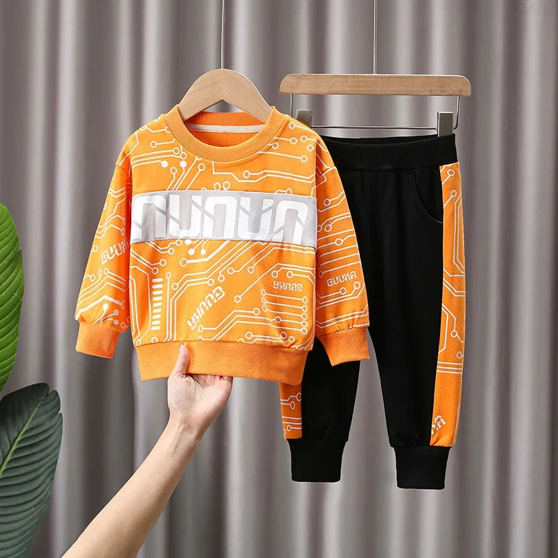 Kids Autumn Collection Baby Boy Clothing Sets Boys Hoodie Set Children Wear Manufacturing Dinosaurs pattern cloth boy