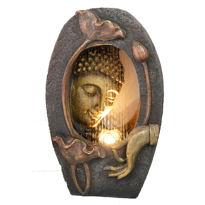 Polyresin Creative Design Frog Hug Lotus Water Fountain Garden Decoration for Indoor Outdoor Home Decoration