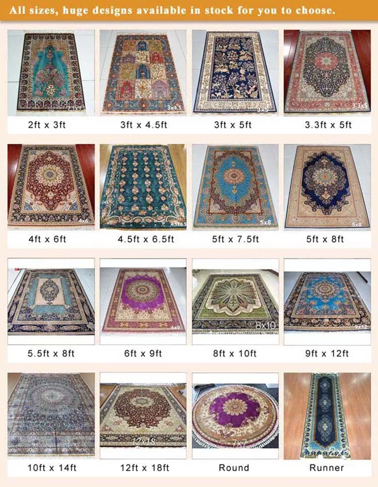 Handmade Hand-knotted Oriental Silk Material Tabriz Kashan Heriz Design Persian Rug