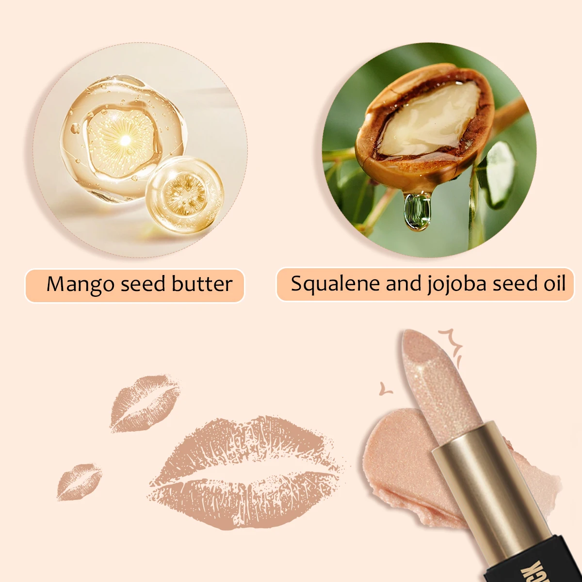 OEM Vegan Cruelty Free Vanilla Scented  Lipstick For Girls Makeup Shimmer Finish Long Last Nourishing Gold Glitter Lipstick