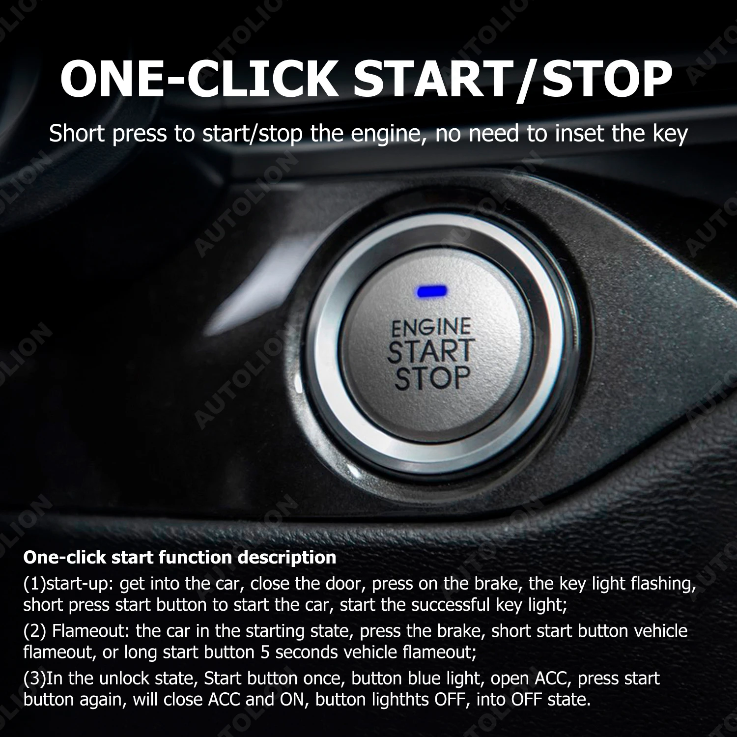 Remote Starter Engine Push Button Start System Compatible fit Select Petrol Toyota Highlander 15-17 Corolla Camry Nissan