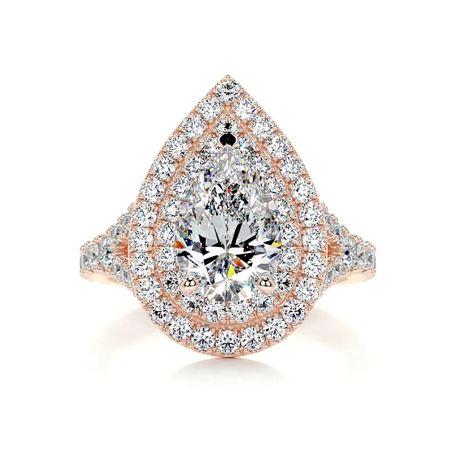 Affordable 14K Gold 9 Carat Pear Halo Lab Grown Diamond Engagement Ring Price