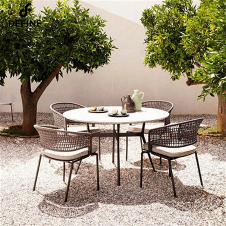 Nordic Modern Design Commercial Rattan Backrest Armrest Metal Leg Leisure Chair For Hotel Outdoor Furniture Garden Cafe Balcony