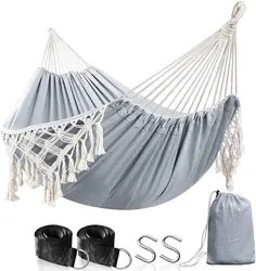 Garden Cotton Hammock Comfortable Fabric Elegant Deluxe Tassel Durable Swing Hammock