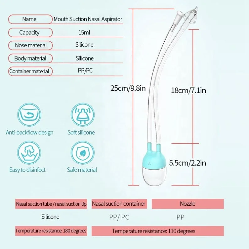 High Quality Newborn Sucker Safe Manual Aspirator Nasal suction to remove Silicone Baby Nose Nasal Aspirator