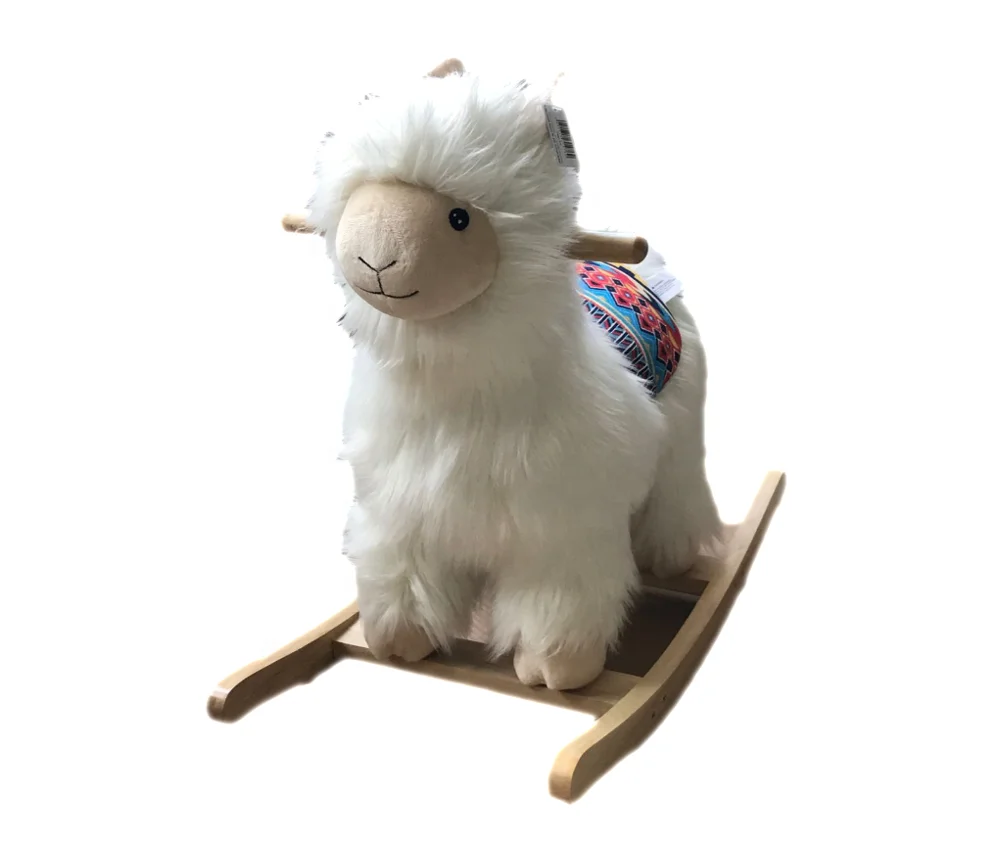 Rocking Horse Animal Plush Rocking Chair Wooden Rocker Chair For Children Kids Alpaca Llama Asweets