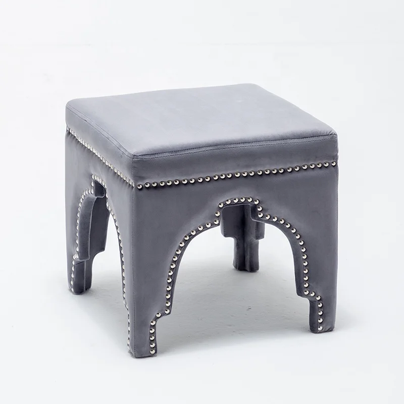 Заклепки вокруг французский бархат Квадратный Пуф