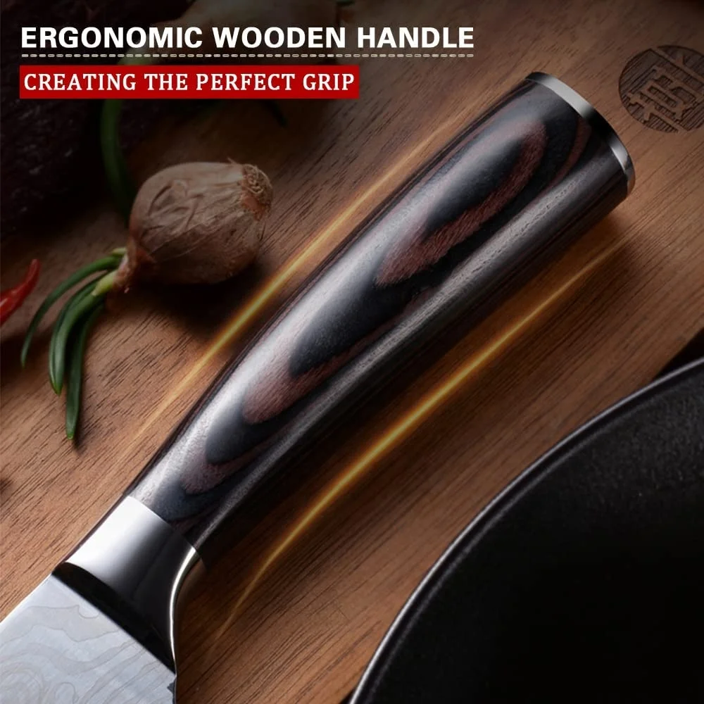 Hot Sale Stainless Steel Kitchen Knife Professional 8inch Chef Knife with Damascus Laser Pattern